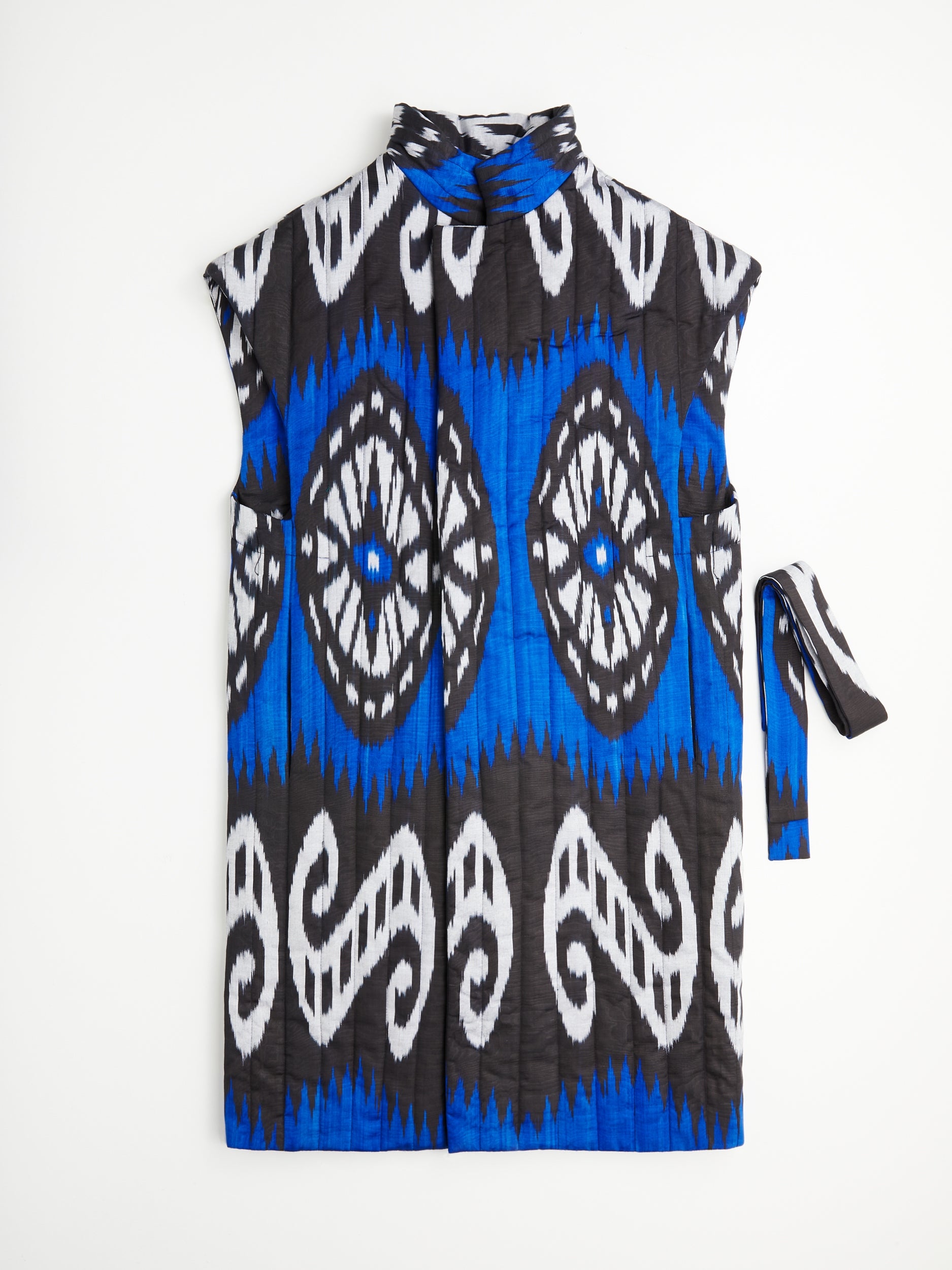 quilted-silk-handwoven-coat-belt-bright colour-women-robe-print-ikat-recycled